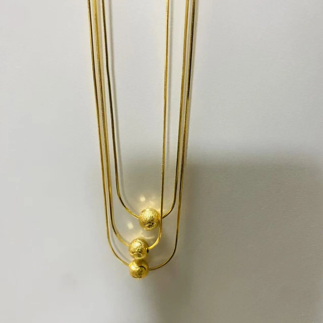 铜合金吊坠 舌骨链吊坠气质时尚复古简约多层金色叠戴长款小众