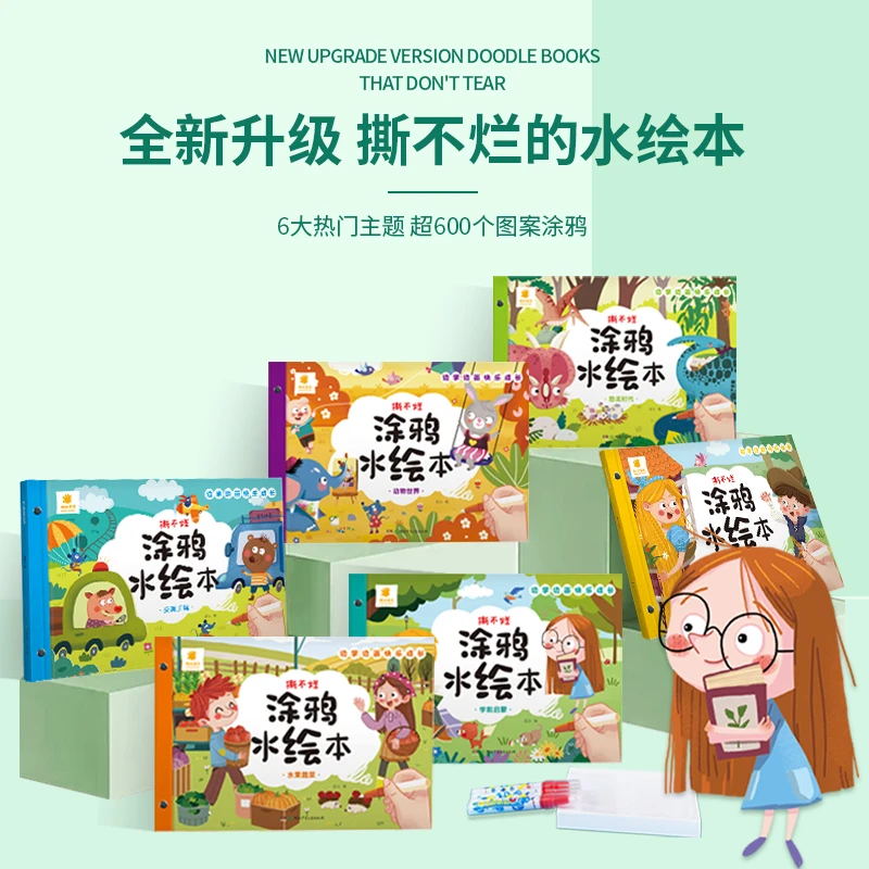 【阳光宝贝】宝宝撕不烂情绪管理涂鸦水绘本儿童情绪管理涂鸦填色画