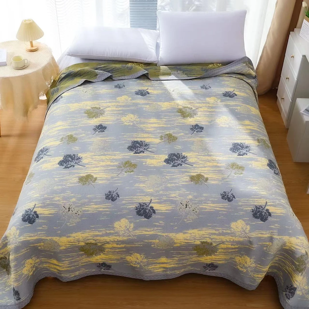 【洺雅家居】枫叶/2.3*2.5纯棉纱布大床盖毛巾被盖毯