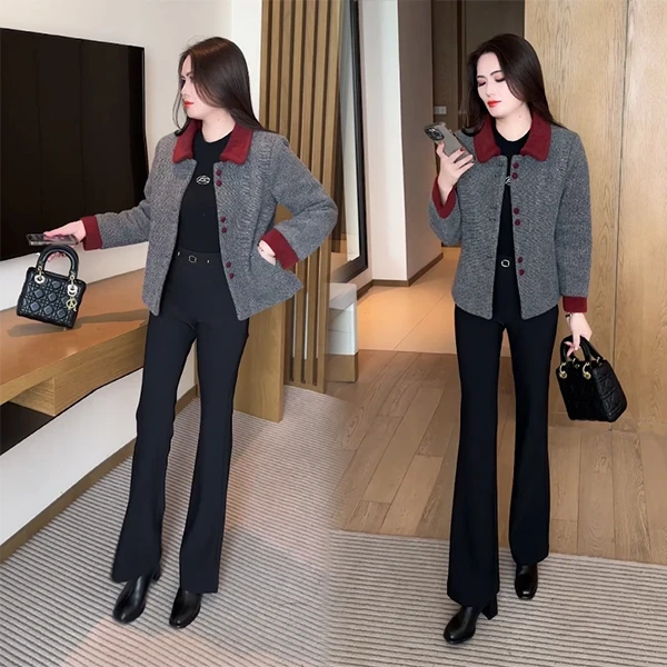 秋冬穿搭夹棉外套修身百搭休闲时尚气质小个子短外套