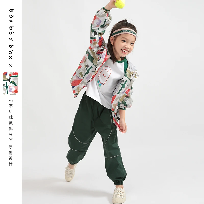 boxboxbox不给球就捣蛋轻儿童户外防风印花外套外套女