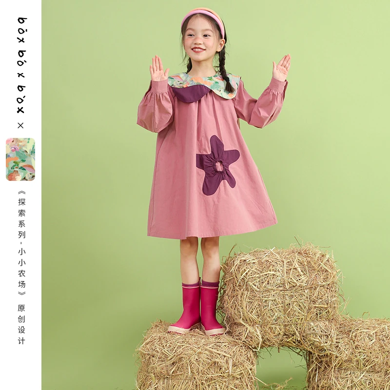 boxboxbox探索系列 小小农场【花朵口袋衬衫连衣裙】原创设计春款