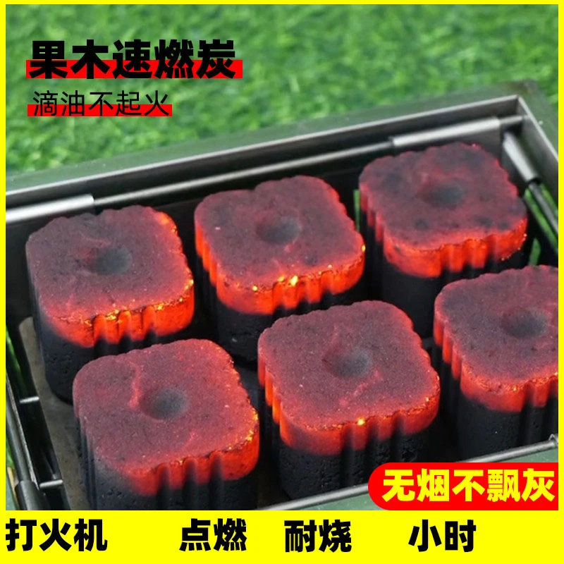 果木户外速燃炭家用烧烤炭无烟果木炭专用易燃家用炭块竹炭方圆炭