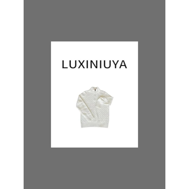 【LUXINIUYA】100羊毛麻花节刺绣时尚高龄显瘦针织开衫毛衣#CX1921