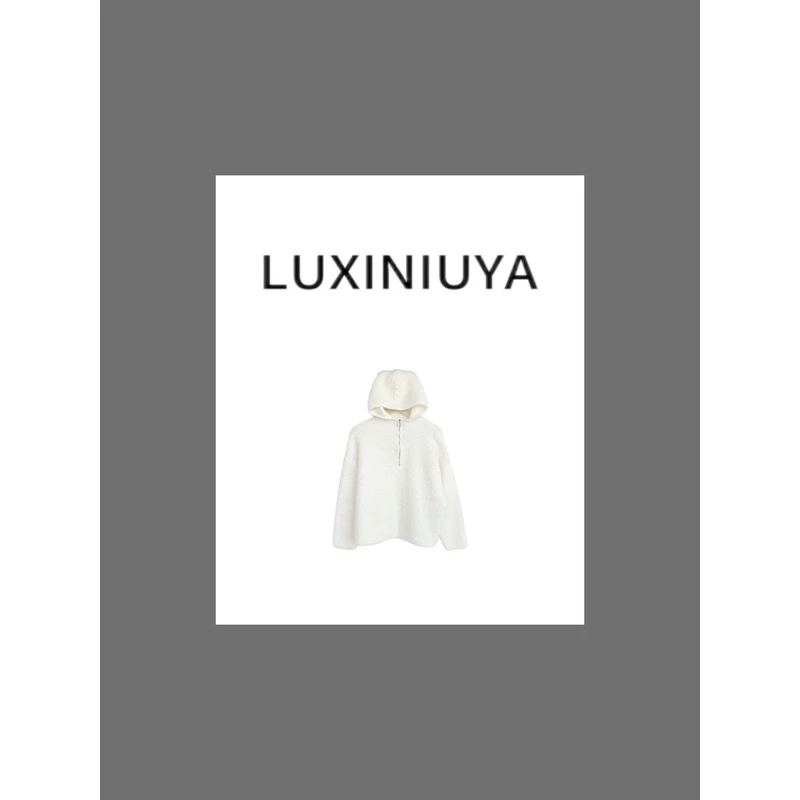 【LUXINIUYA】暖冬日记100羊毛外套 拉链运动休闲连帽外套#CX2082