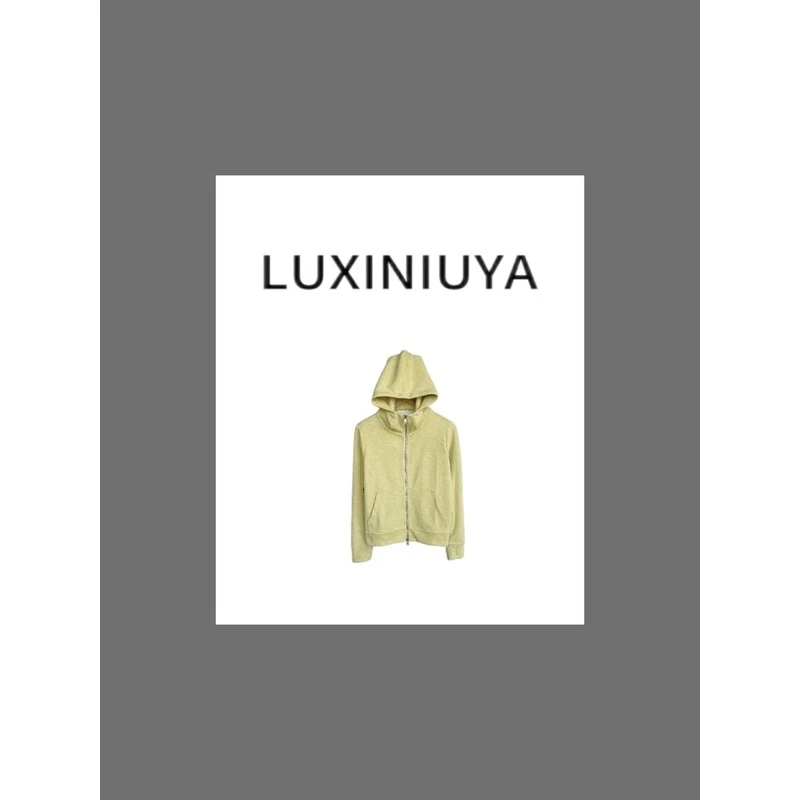 【LUXINIUYA】拉链外套 冬新款简约纯色连帽拉链卫衣外套#CX1902