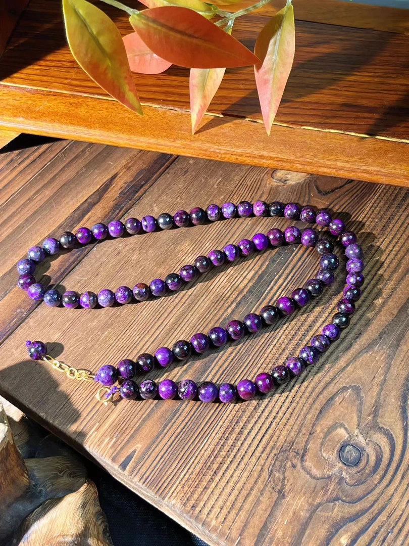 18k金/南非老矿 舒俱来红丝绒料圆珠项链/6-7mm@多样性发其一