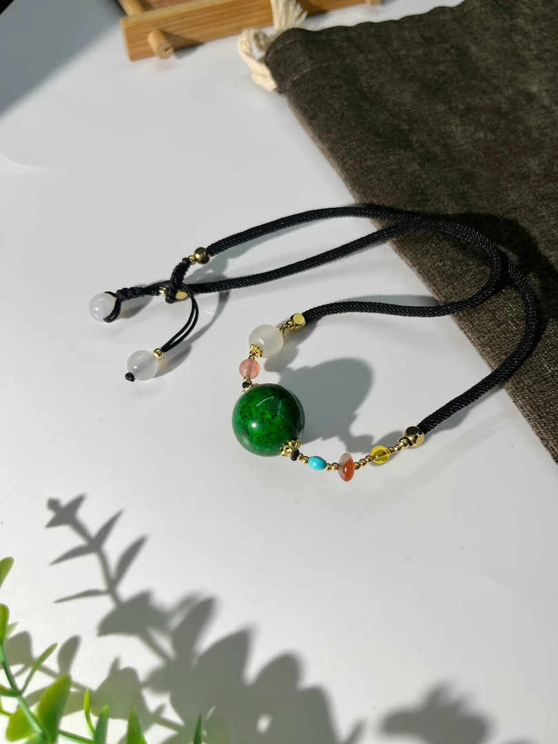 【大美】 36581-绿-单珠吊坠/16mm/配高货绳