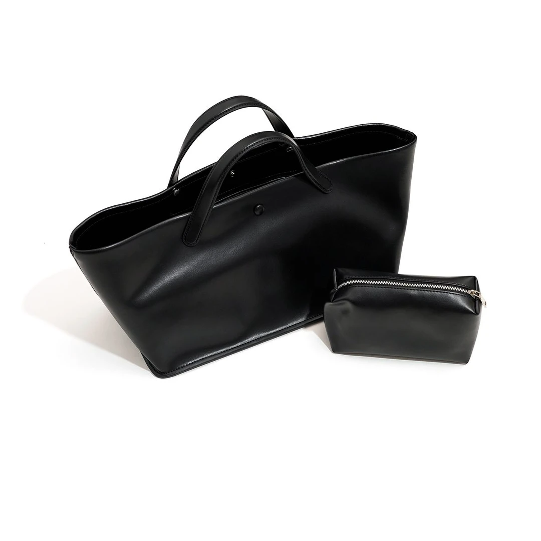 黑色真皮大容量通勤百搭子母手提包时尚休闲韩版复古女士843T032