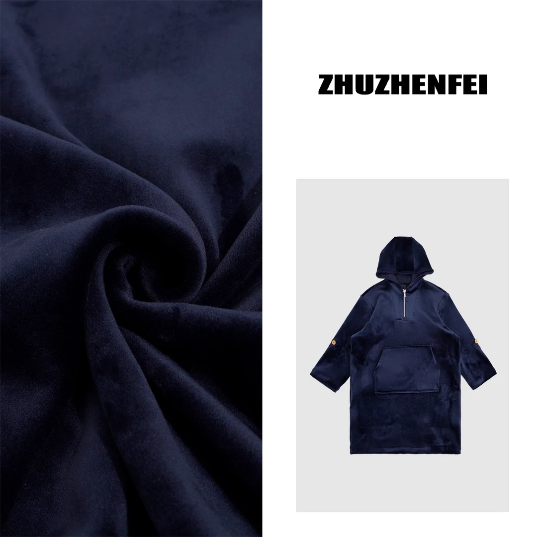 ZHUZHENFEI【幽兰梦境】藏蓝丝绒秋冬百搭显瘦卫衣连衣裙Z344195