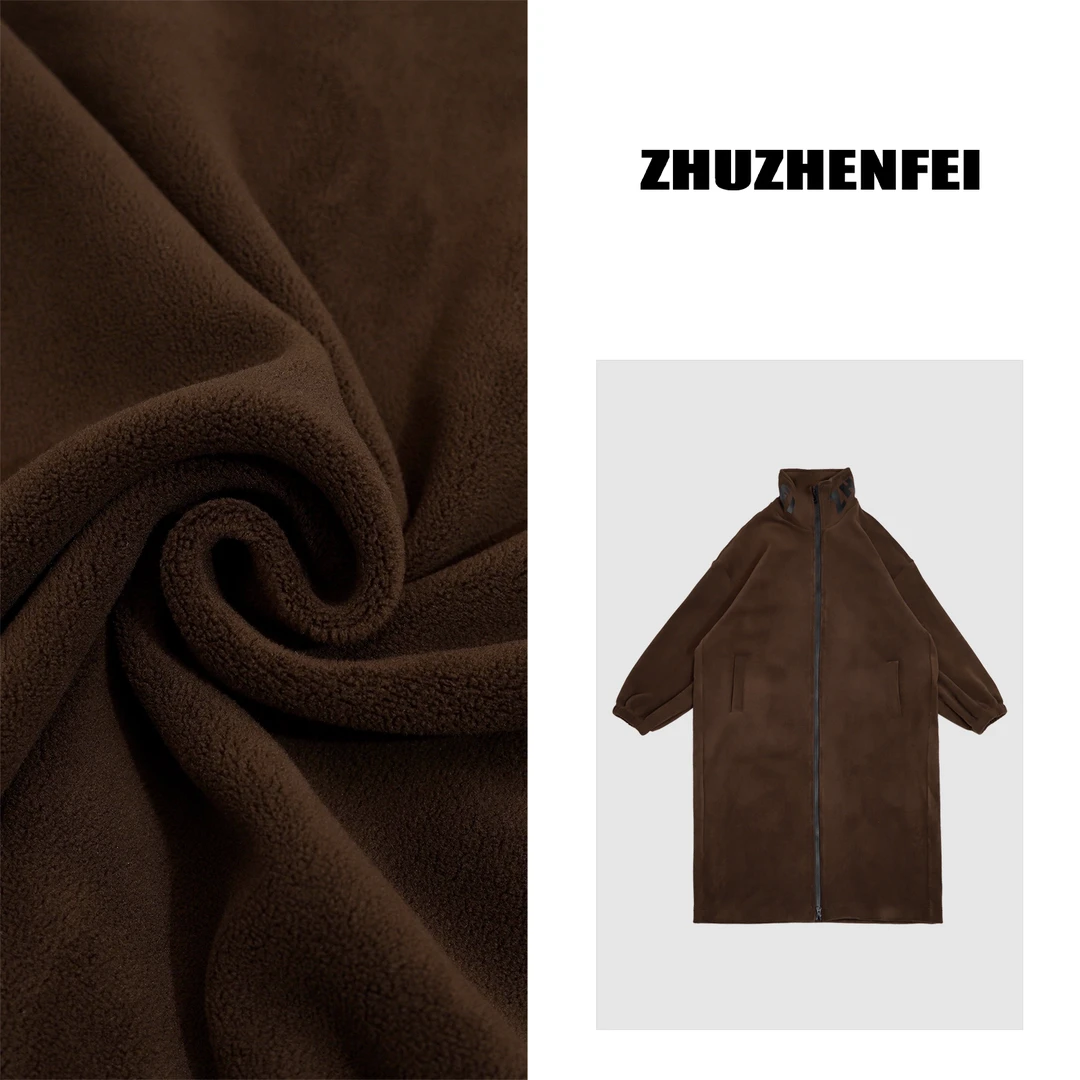 ZHUZHENFEI【心动赴约】咖色字母长款显瘦保暖加厚长款外套Z344140