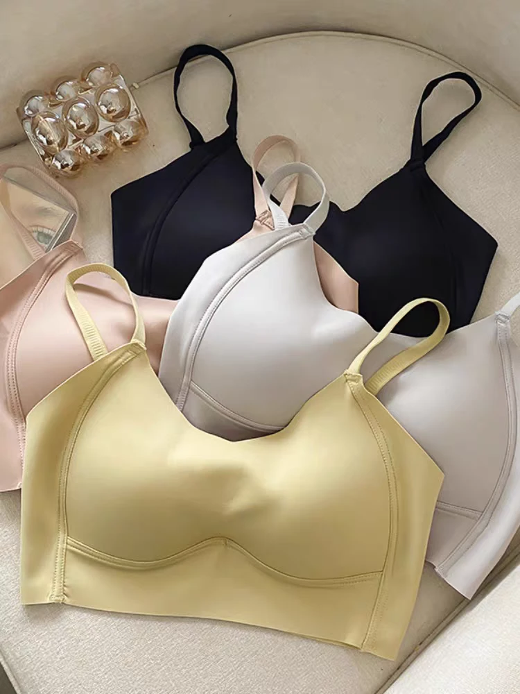 女士吊带内衣女大胸显小一片式舒适透气聚拢美背运动背心薄款文胸