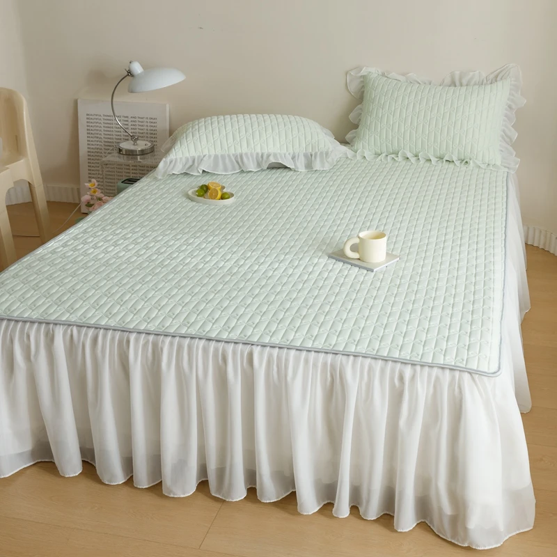 公主风乳胶冰丝席床裙席凉感双人床裙高档软席可水洗凉垫席质量好