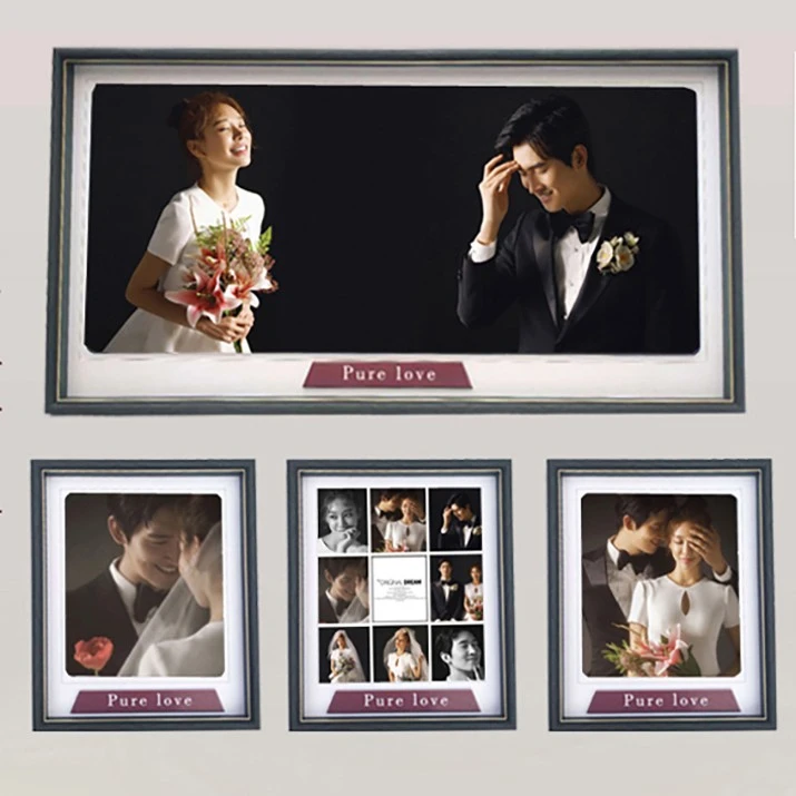 影楼同款挂墙组合婚纱照写真照ps线条边框简约轻奢风定制