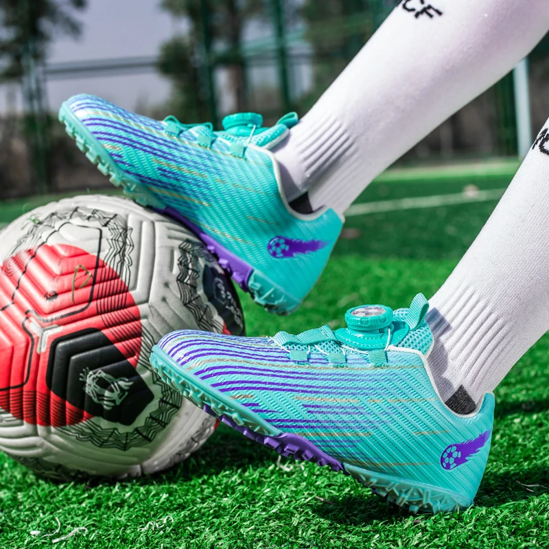 网面儿童足球鞋男碎钉魔术贴夏季透气男童女童中小学生足球训练鞋