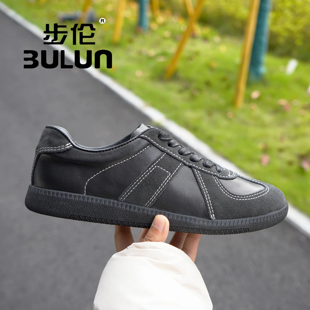 黑色时尚潮流头层牛皮春夏季低帮平底百搭舒适软底男士休闲鞋男鞋
