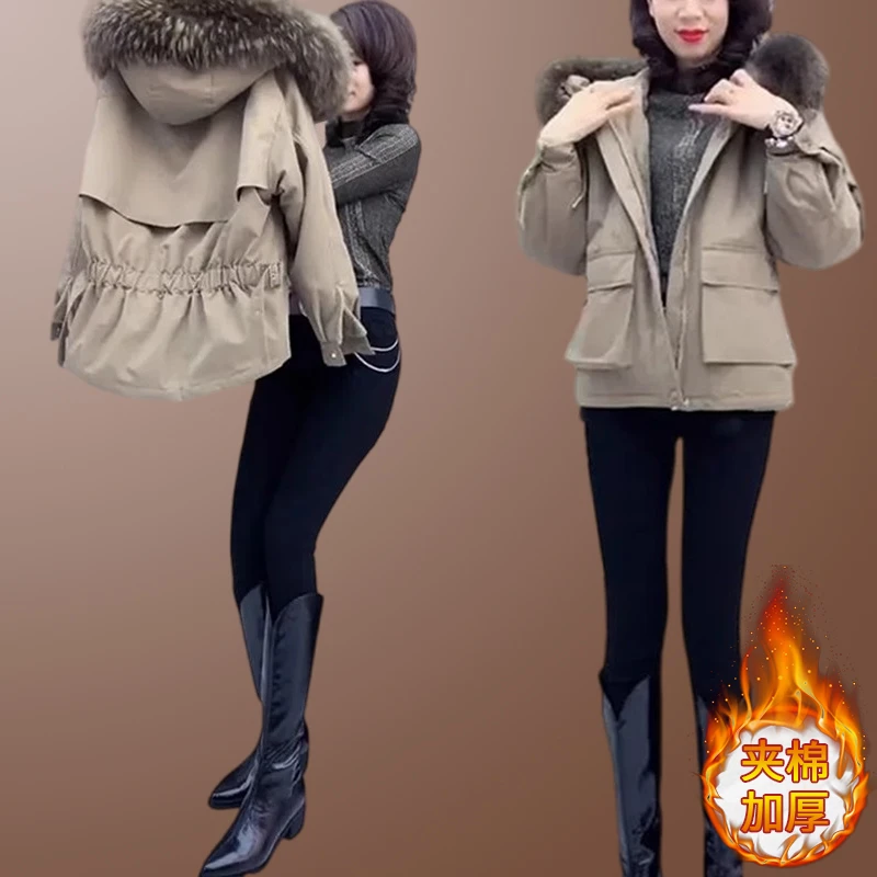 2023秋冬季新款棉衣棉服加绒加厚女小个子爆款棉袄派克服夹棉外套