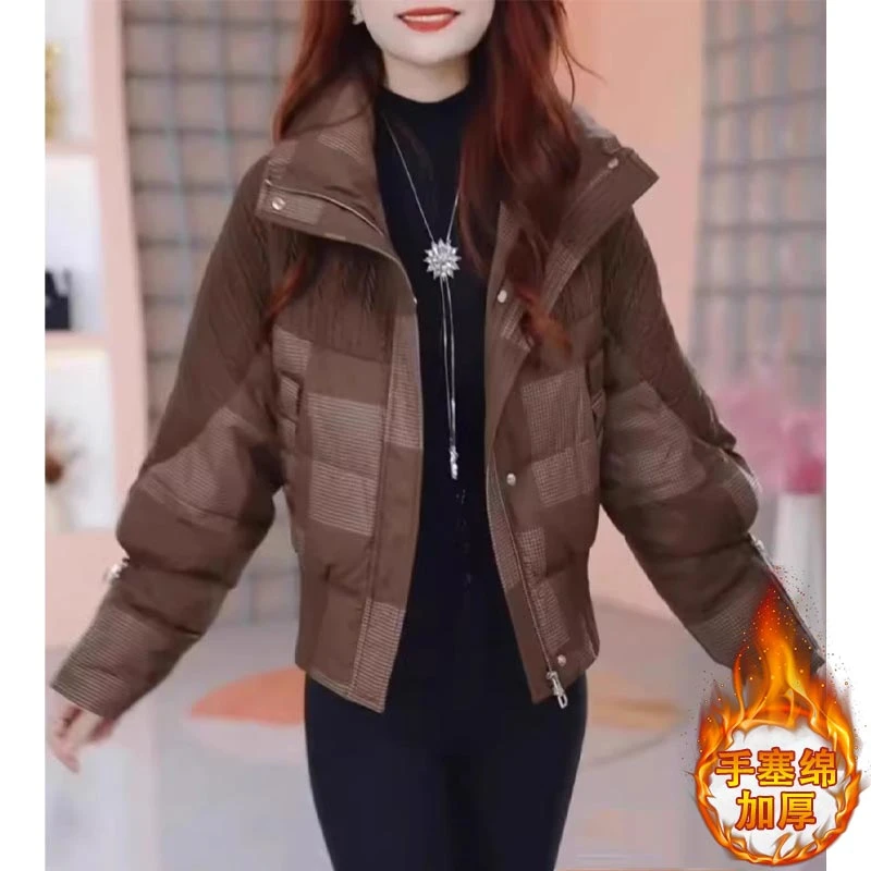 时尚高级感保暖棉服女士2024秋冬新款韩版洋气小个子短款棉衣外套