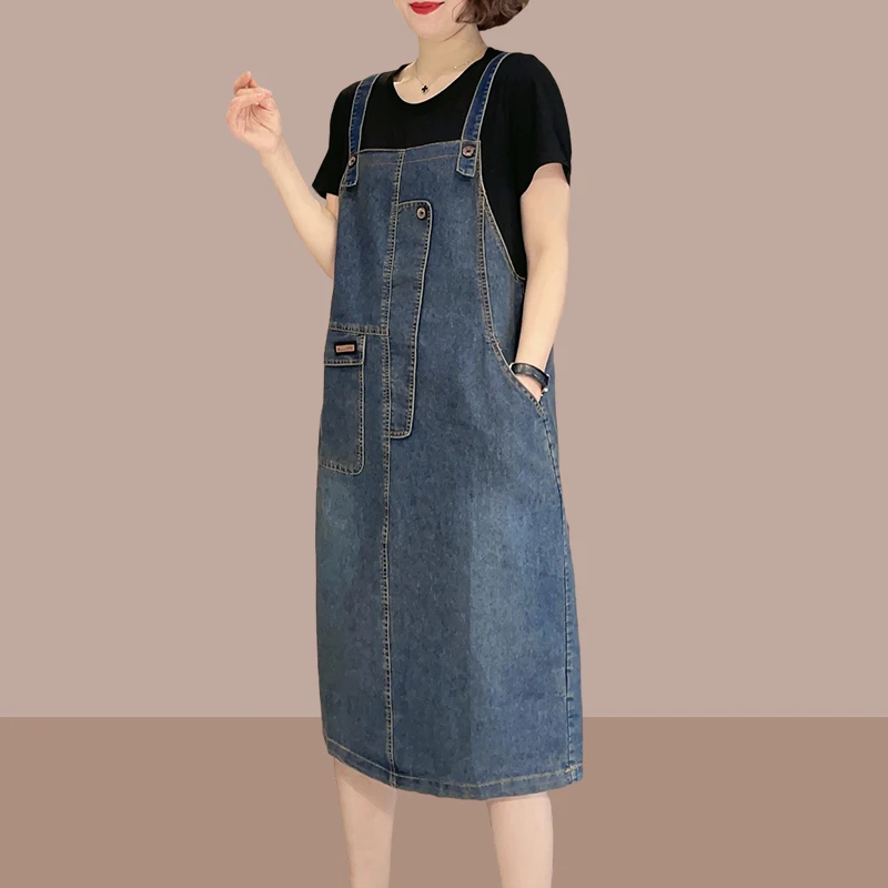 时尚休闲牛仔背带牛仔连衣裙女2023夏季新款洋气显瘦女装爆款裙子