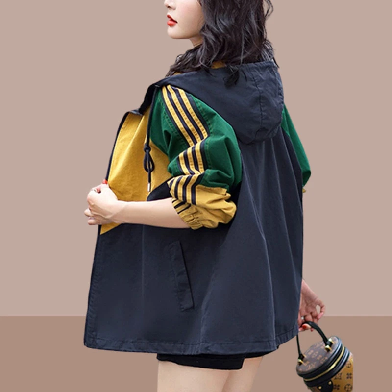春秋新款时尚连帽薄款外套女士宽松显瘦洋气百搭上衣减龄休闲女装