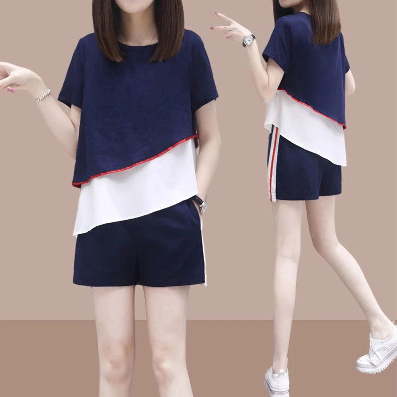 2025夏季新款运动两件套宽松显瘦爆款上衣短裤休闲小个子时尚套装