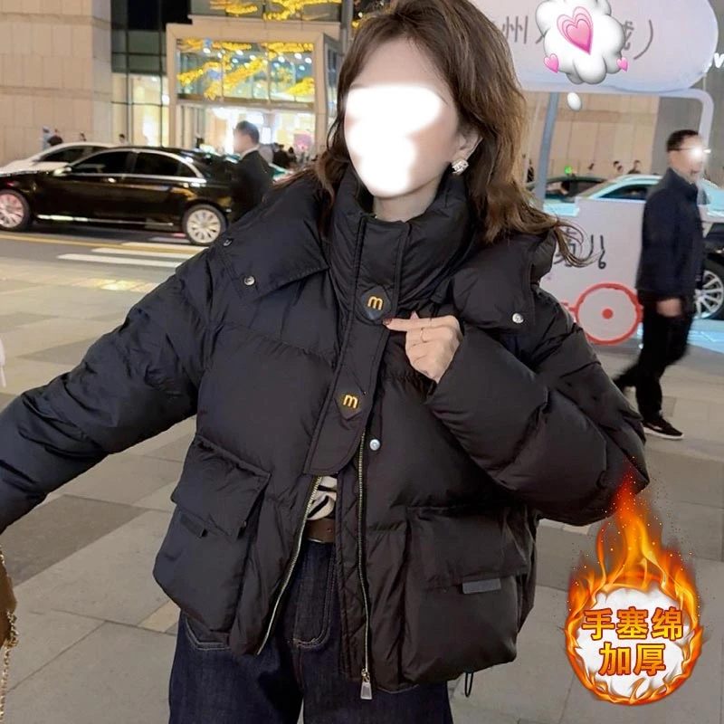 2024秋冬新款宽松短款高级感棉服女士保暖百搭小个子面包服厚外套