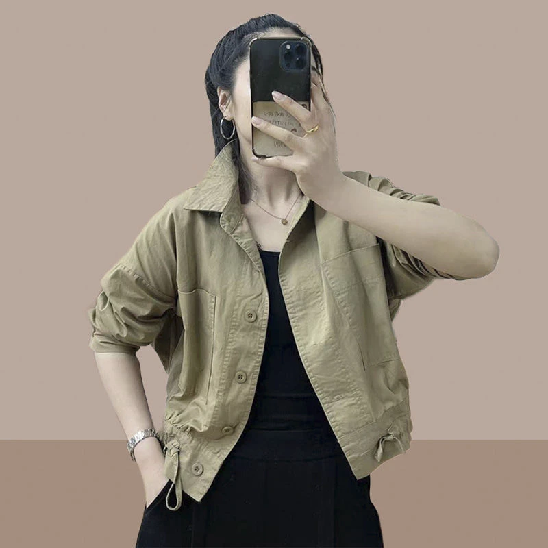 时尚短款洋气薄款外套女2025春秋新款休闲减龄女装小个子百搭上衣