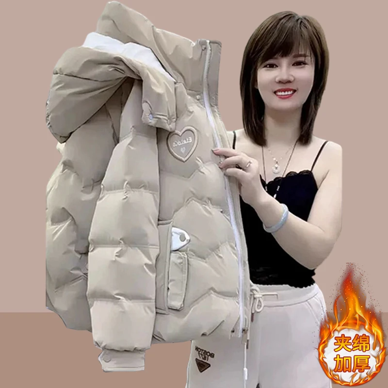 2025冬季新款加厚棉服外套女士洋气减龄爆款连帽棉袄时尚加厚棉衣
