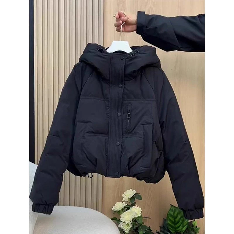 休闲显瘦纯色短款棉服女士2025秋冬季新款小个子洋气时尚棉衣外套