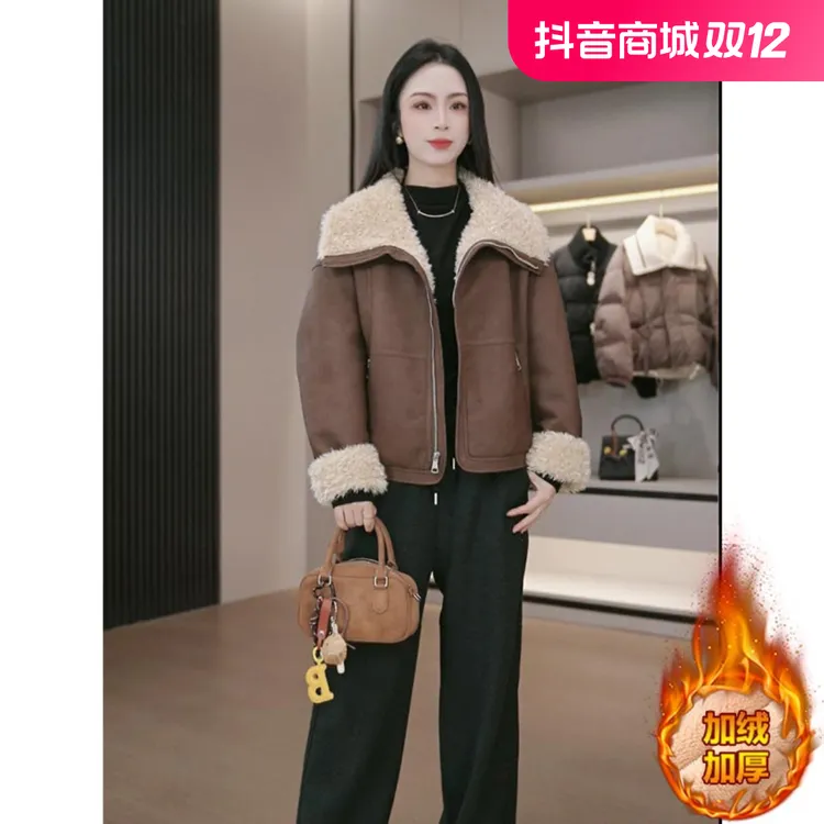 2024年秋冬季韩版新款小个子高级感外套女时尚加绒加厚女士上衣潮