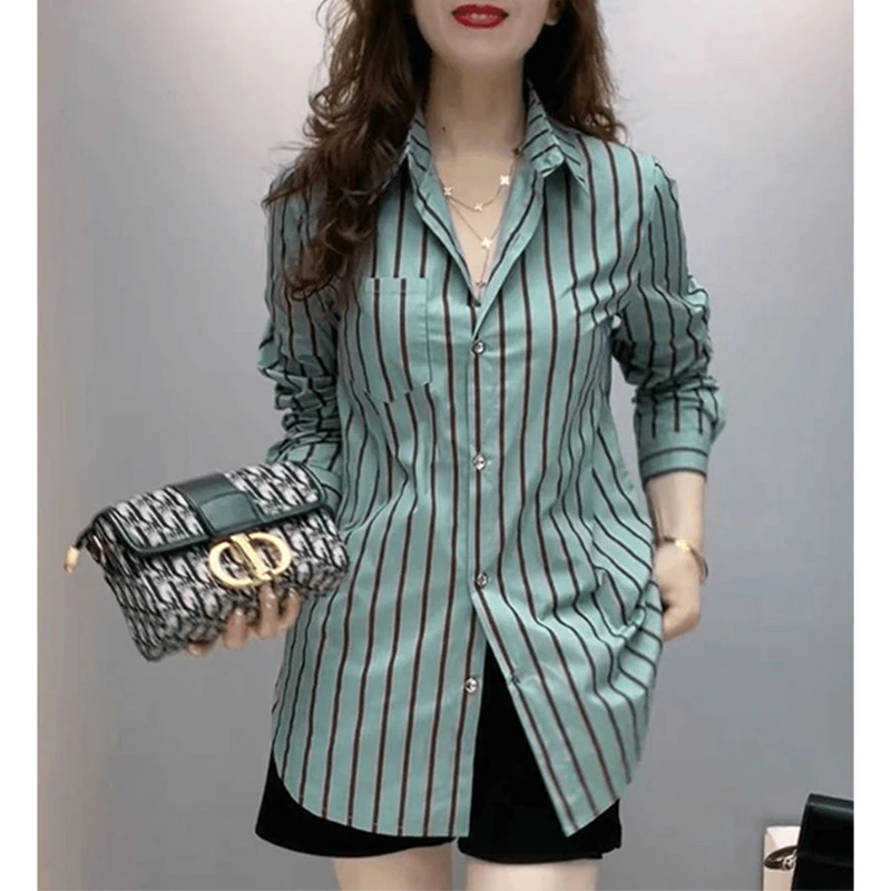 2025春秋新款时尚宽松衬衫女士洋气百搭长袖衬衣休闲显瘦气质上衣