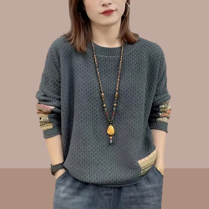 2025春秋季新款休闲毛针织衫女装大码洋气百搭毛衣减龄慵懒风上衣