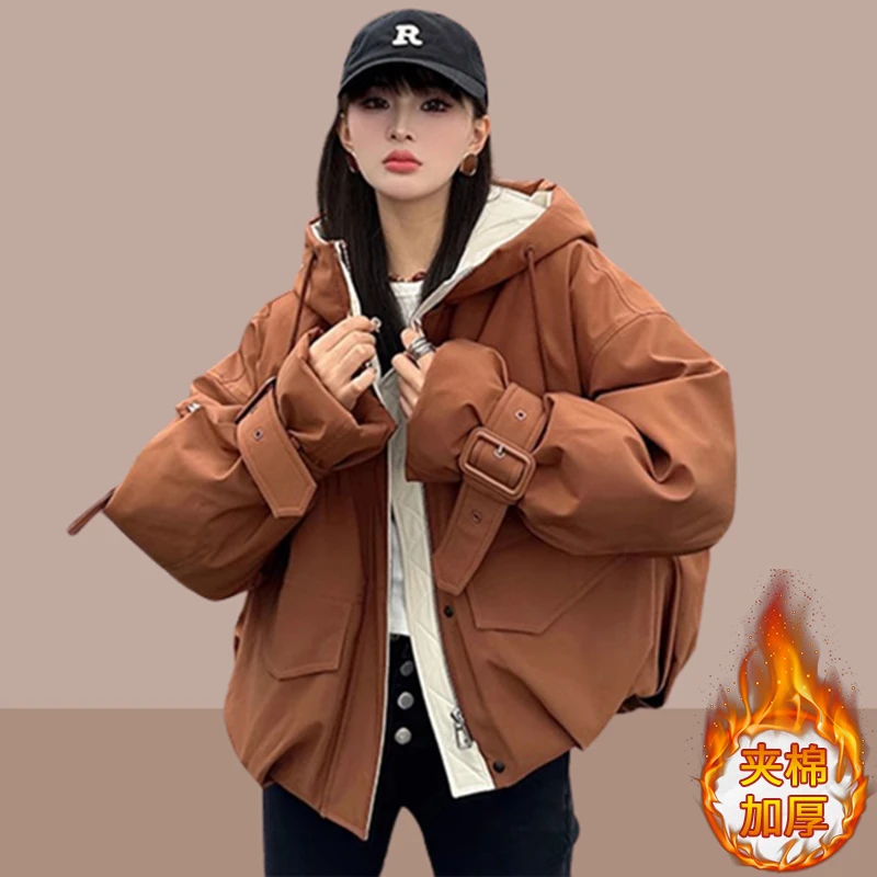 2024秋冬季新款小个子短款棉衣棉服连帽外套女士爆款夹棉加厚棉袄