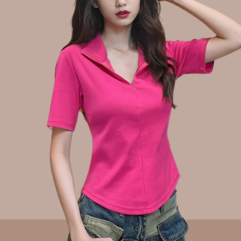 2024夏季新款设计感短袖t恤修身显瘦上衣短款小个子体恤女装爆款