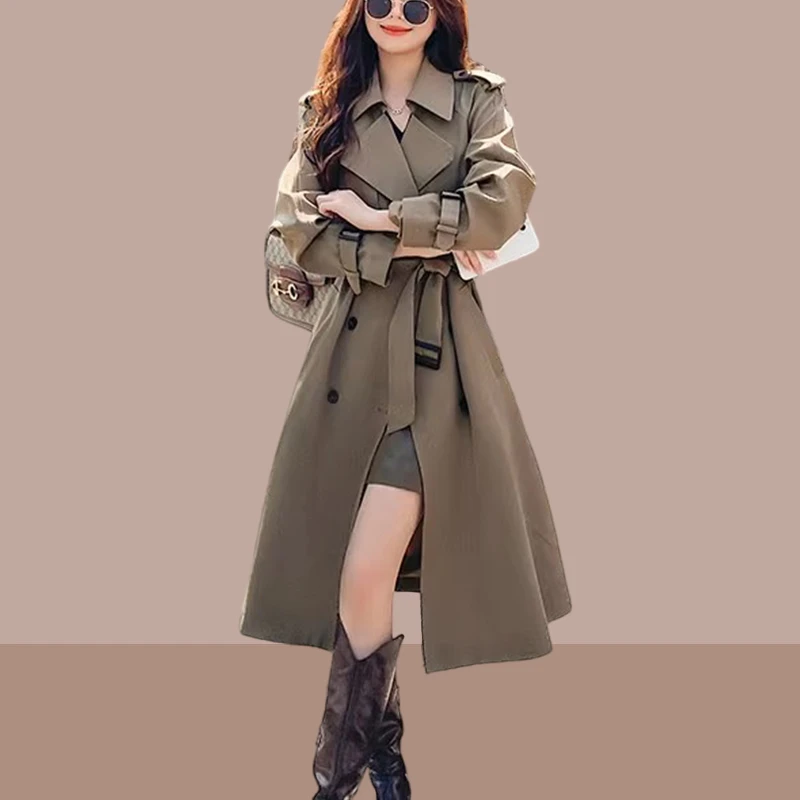 2025新款女款大衣春秋季英伦风女士风衣小个子欧货爆款中长款外套