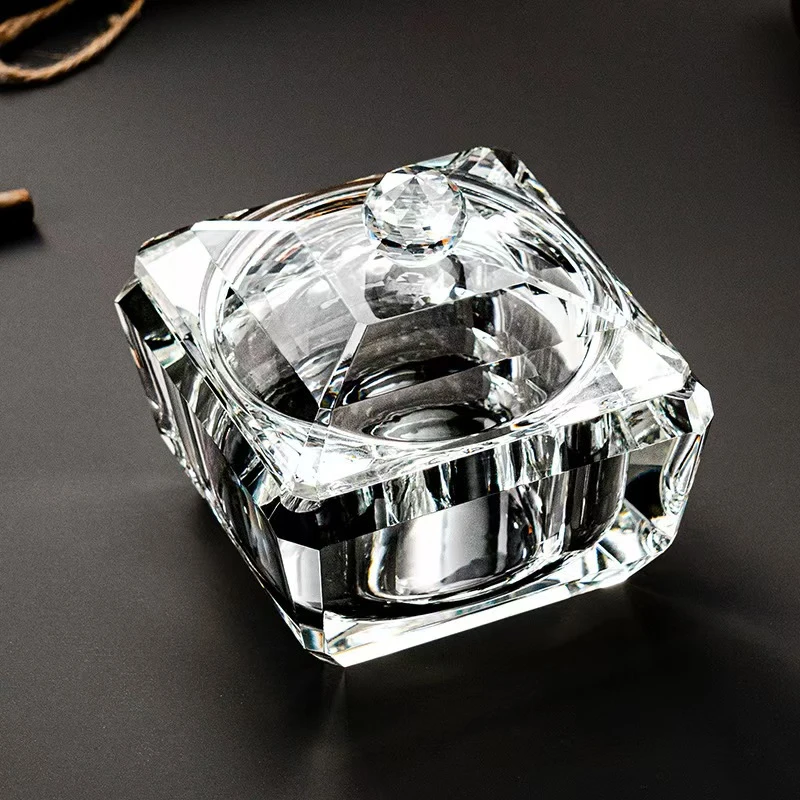 轻奢高档水晶带盖灰缸家用带盖子防风防飞灰防烟