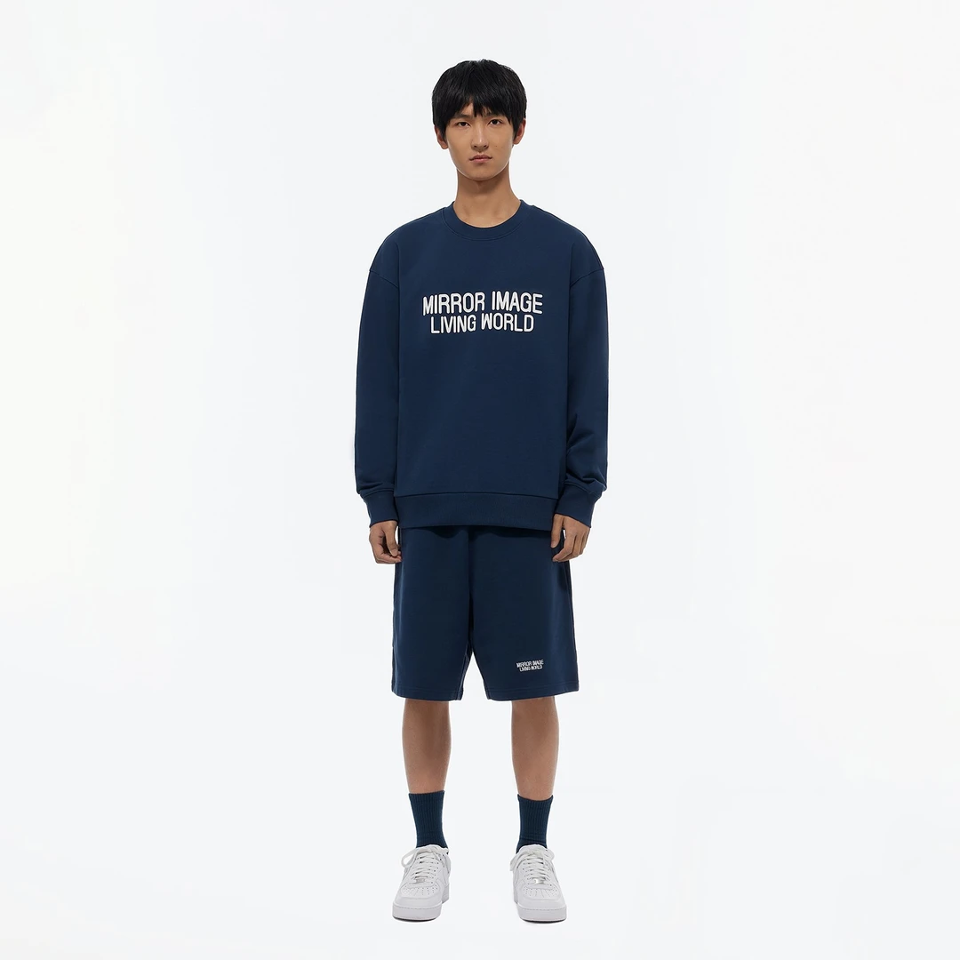 【MILW】 “本我”系列针织短款卫裤纯棉oversize刺绣短款休闲裤