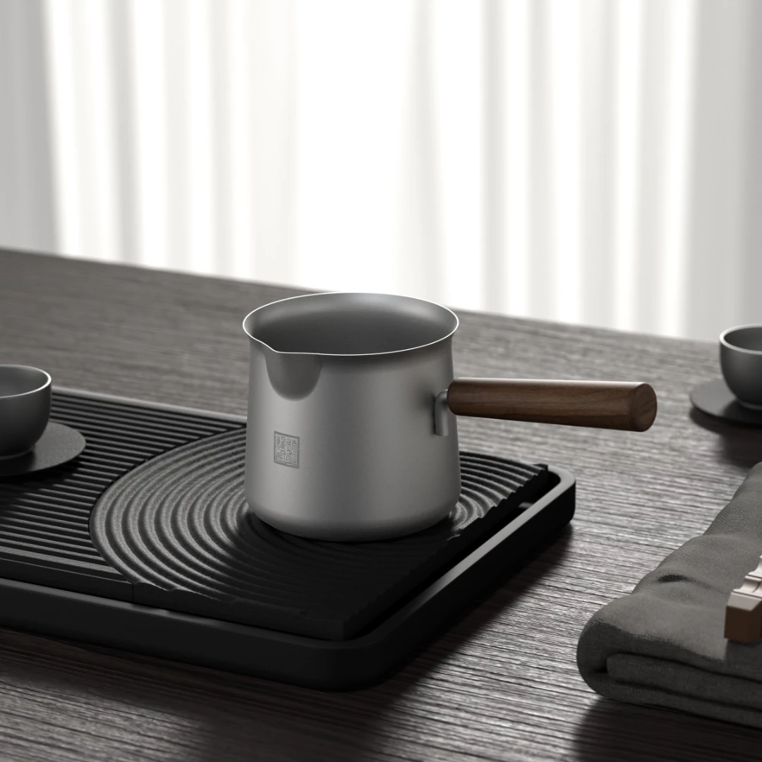 TILIVING/钛立维纯钛泡壶公道杯带木把手家用高档功夫茶具分茶器