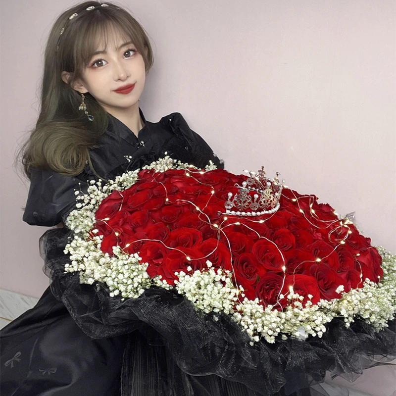 99朵红玫瑰生日花束鲜花同城免费配送花卉买花店送货上门团购附近