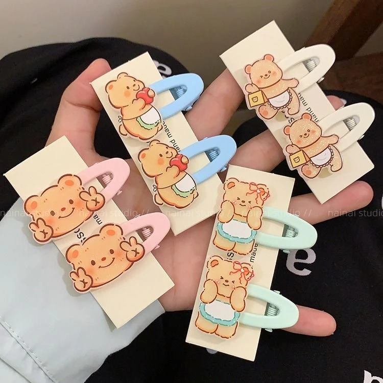 黄油小熊发夹~卡通趣味侧边夹甜美少女心刘海夹碎发夹发饰头饰潮