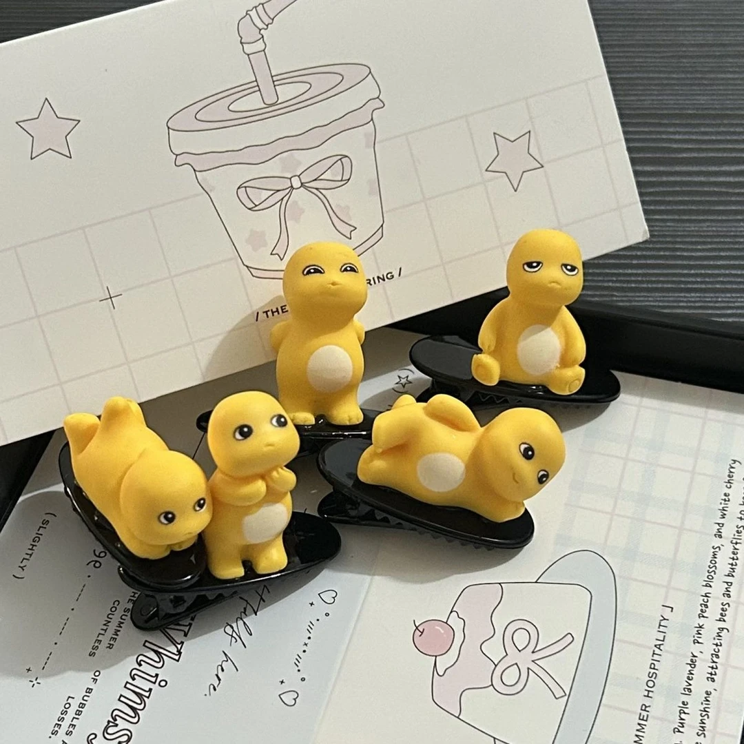 可爱卡通小奶龙超萌闺蜜搞笑搞怪刘海发夹ins风卡通黄色侧边夹子