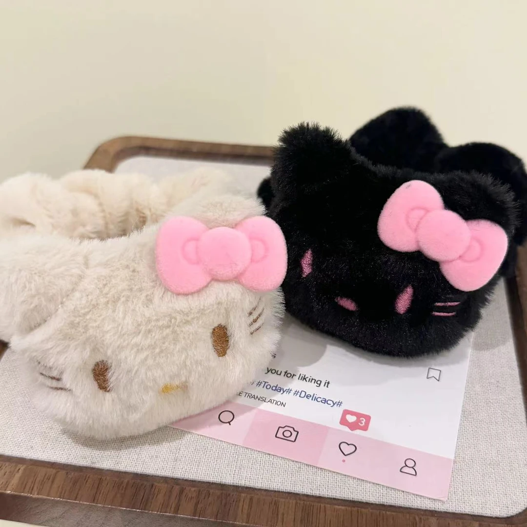 黑咖毛茸kt大肠发圈 ins可爱学生甜美少女心皮筋头饰饰品头绳马尾