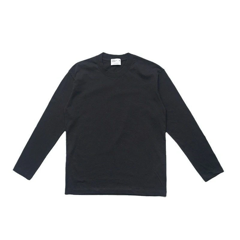 正肩基础打底长Tee简约高级亲肤舒适纯色纯棉圆领长袖T恤男女