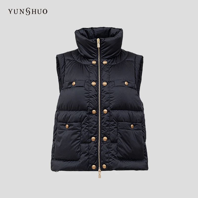 YUNSHUO羽绒马甲女秋冬季宽松无袖坎肩马夹625048