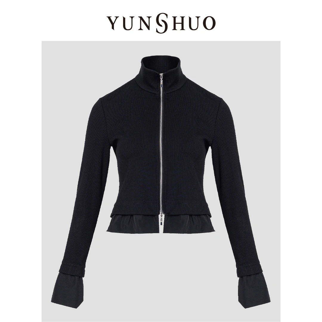 YUNSHUO允硕2024秋季新品时尚百搭拼接显瘦简约气质外套455427