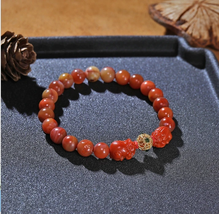 南红玛瑙貔貅18k金DIY气质百搭手链S9071-7