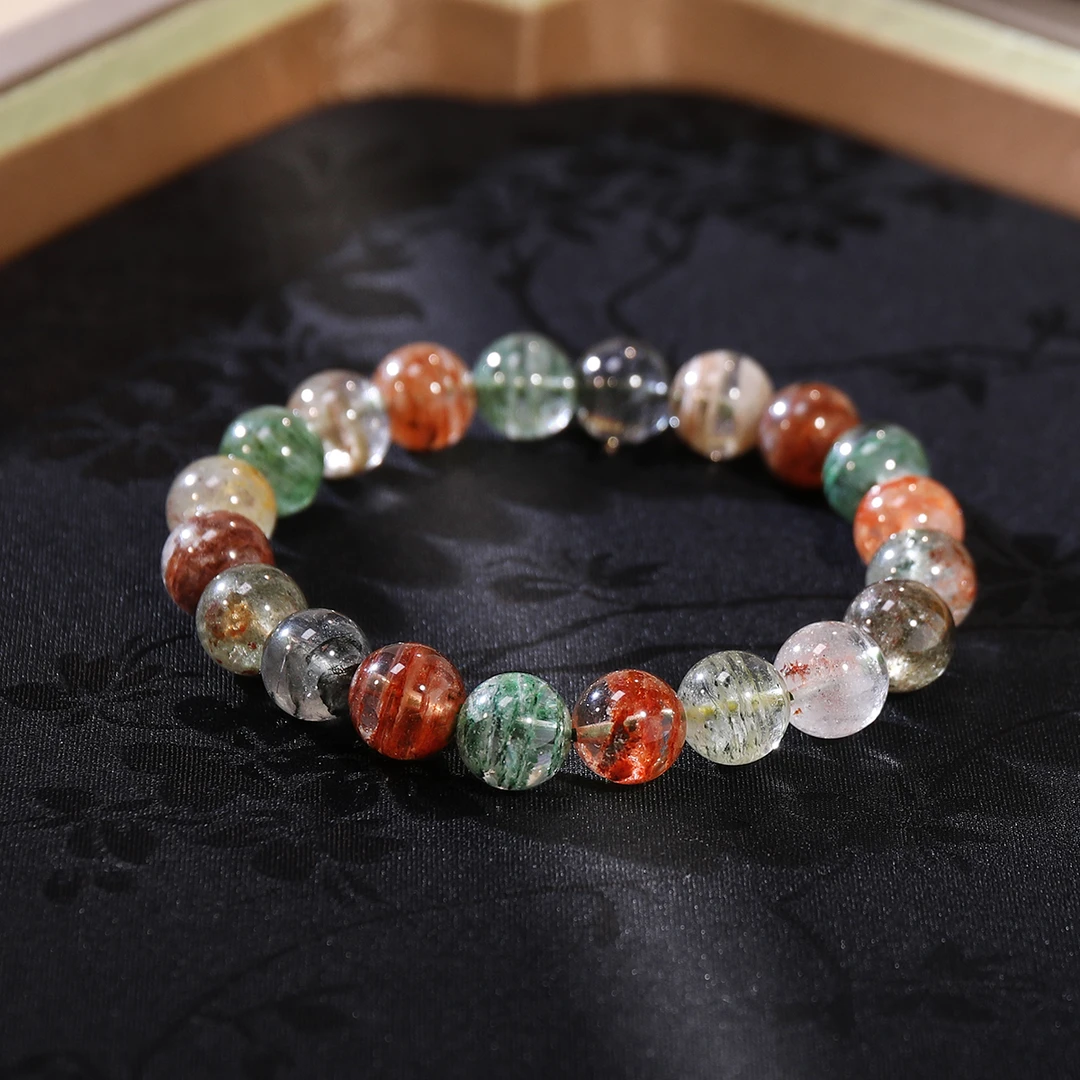 四相幽灵多宝水晶万像圆珠单圈手串S30222-10