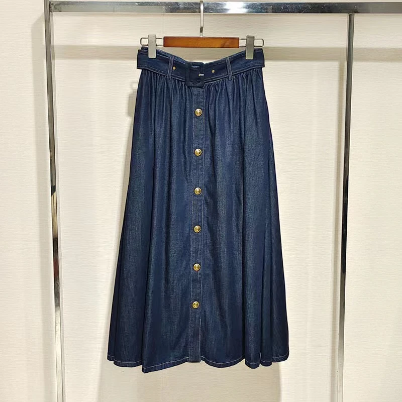 Norike/NorikeJR 法式中高腰重磅牛仔长裙