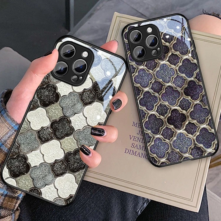 苹果14/华为/OPPO/vivo/小米 四叶草玻璃手机壳个性创意手机壳