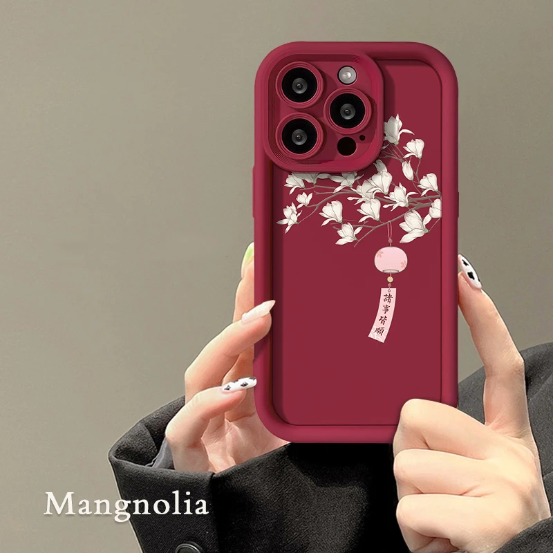 国风玉兰花天眼阶梯苹果华为vivo/oppo小米iPhone15promax手机壳